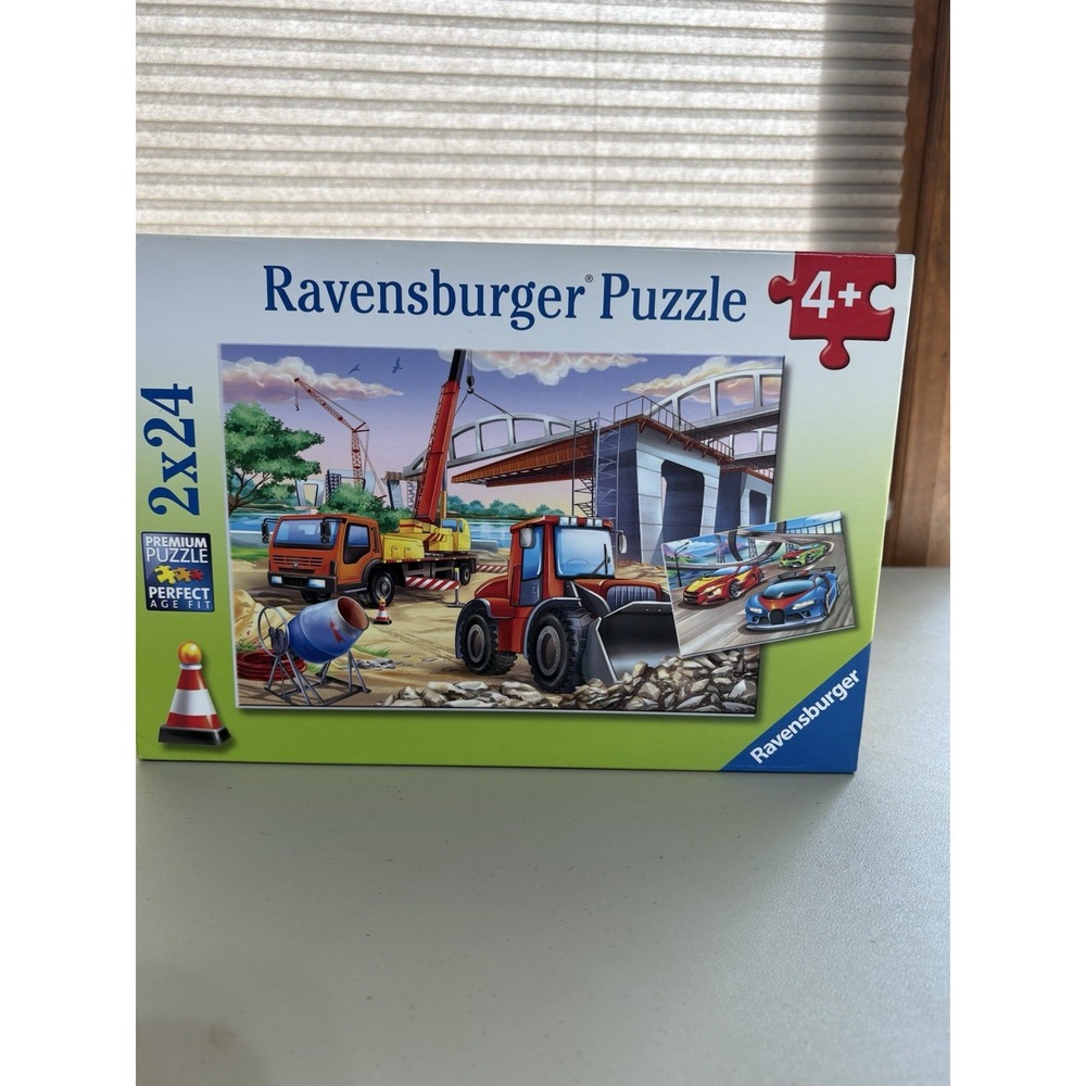 NEW Ravensburger 2x24 Piece Puzzle Construction Vehicles And Race Cars Sealed